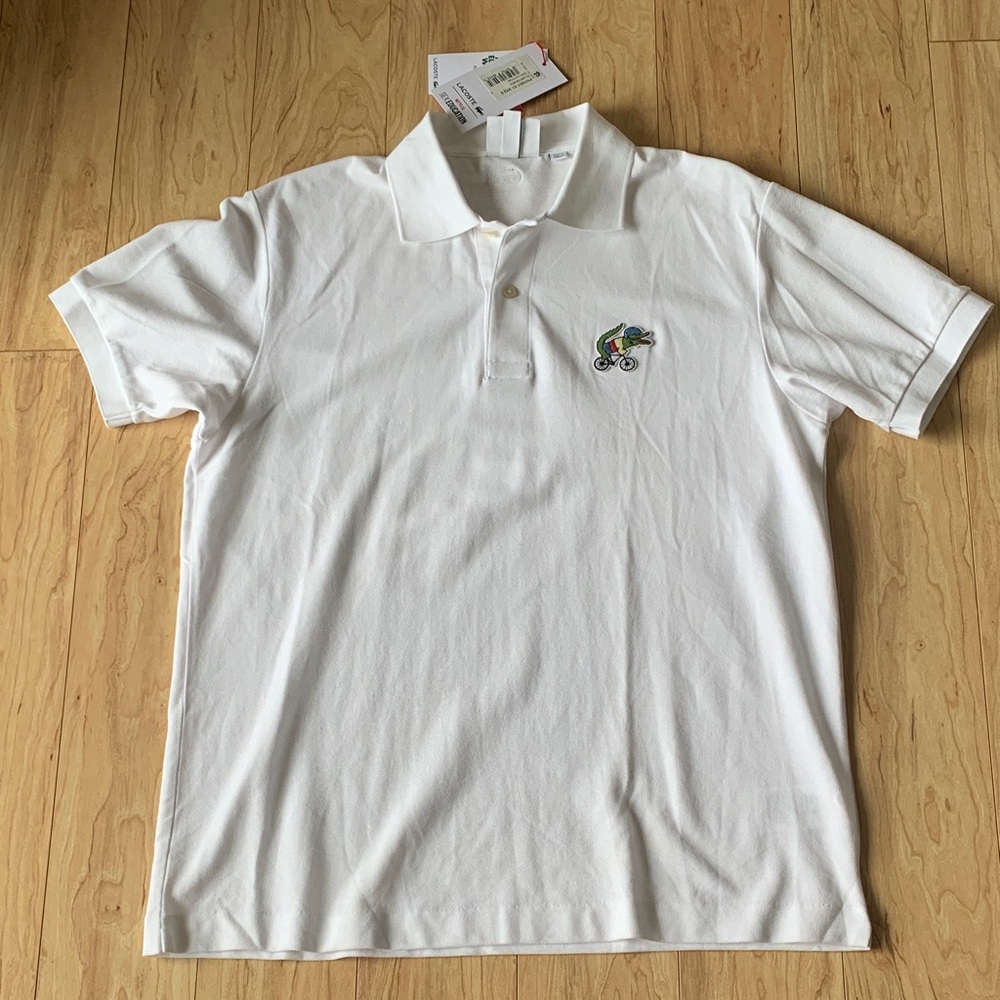 Lacoste x Netflix White Polo Shirt with Embroidered Logo